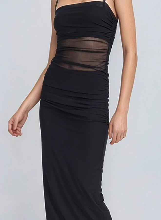 PRIZO PRIZO Women Shoulder Straps Ruched Sheath Maxi Dress